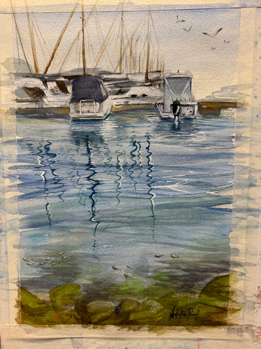 'Above and Below, Mindarie Marina', original watercolour.