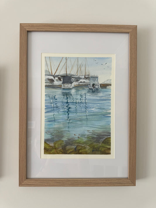 'Above and Below, Mindarie Marina', original watercolour.