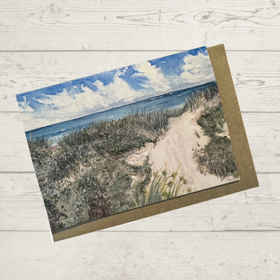 Photo of actual card with kraft envelope.