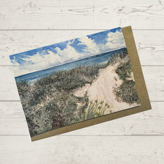 Photo of actual card with kraft envelope.
