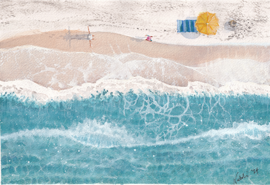 'Running With the Waves' original watercolour