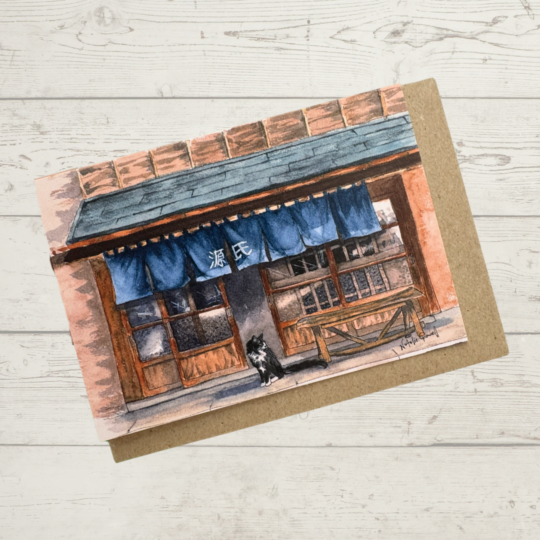 'Genji Waits' greeting card