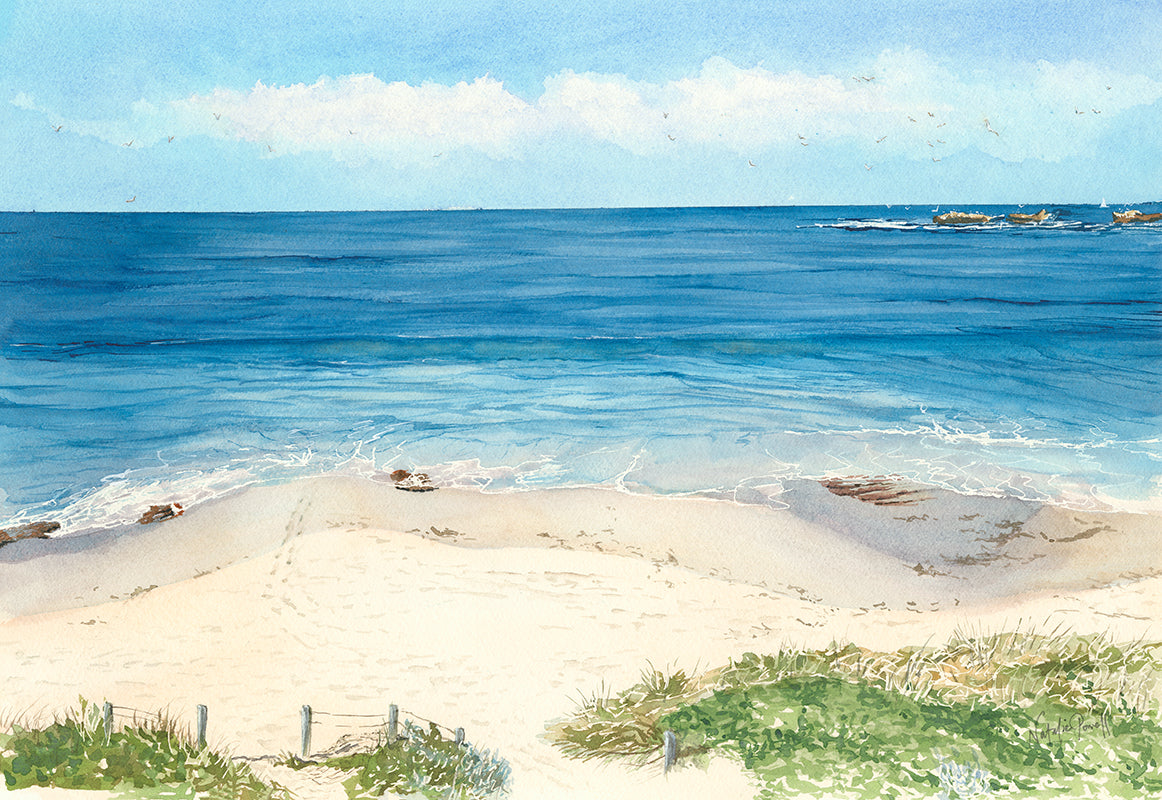 'A View From the Boardwalk, Burns Beach' greeting card