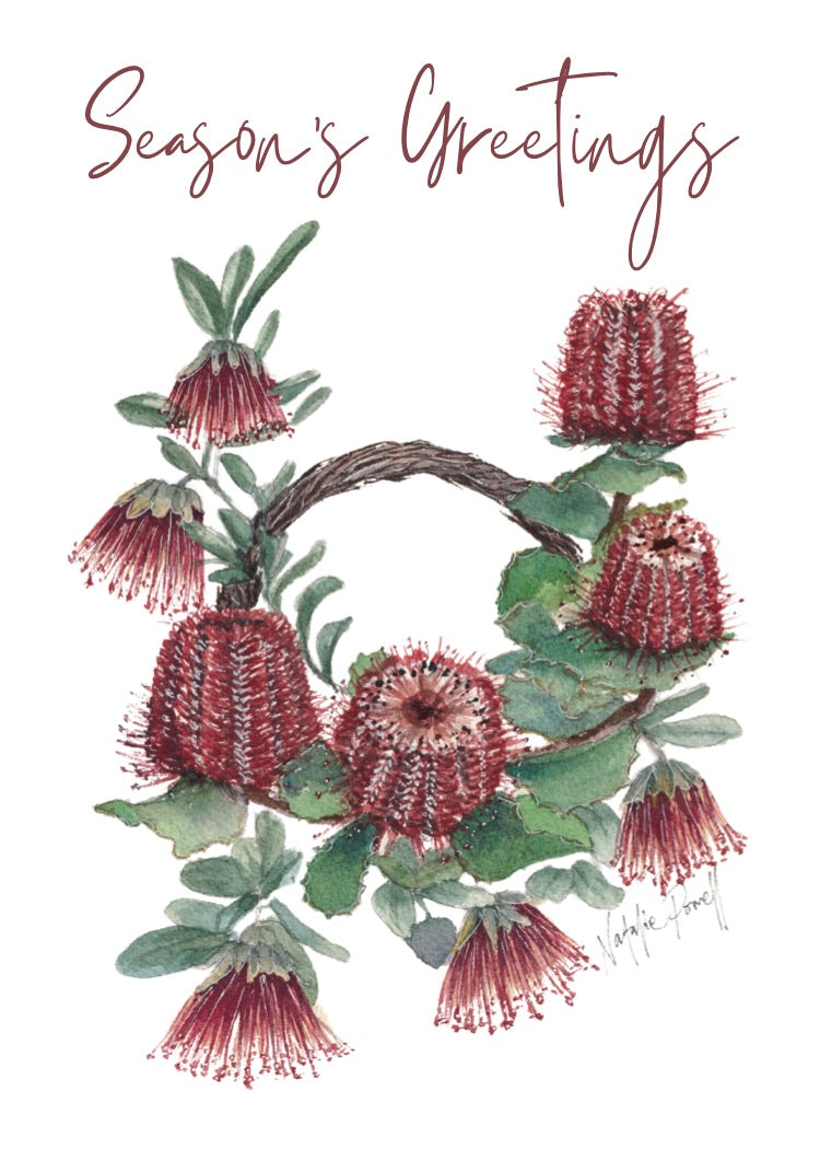 'Banksia and Dampier's Rose Wreath' greeting card