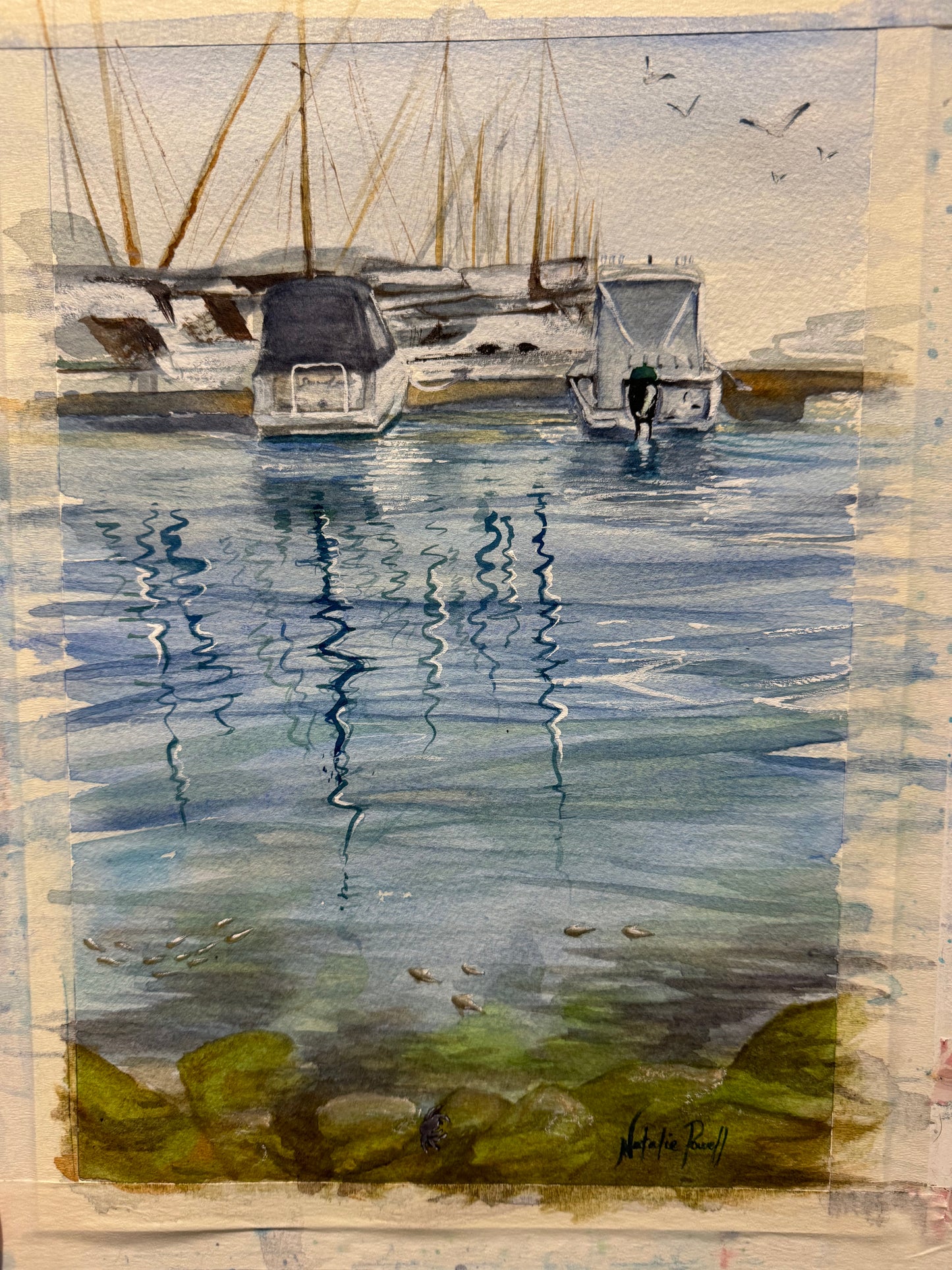 'Above and Below, Mindarie Marina', original watercolour.