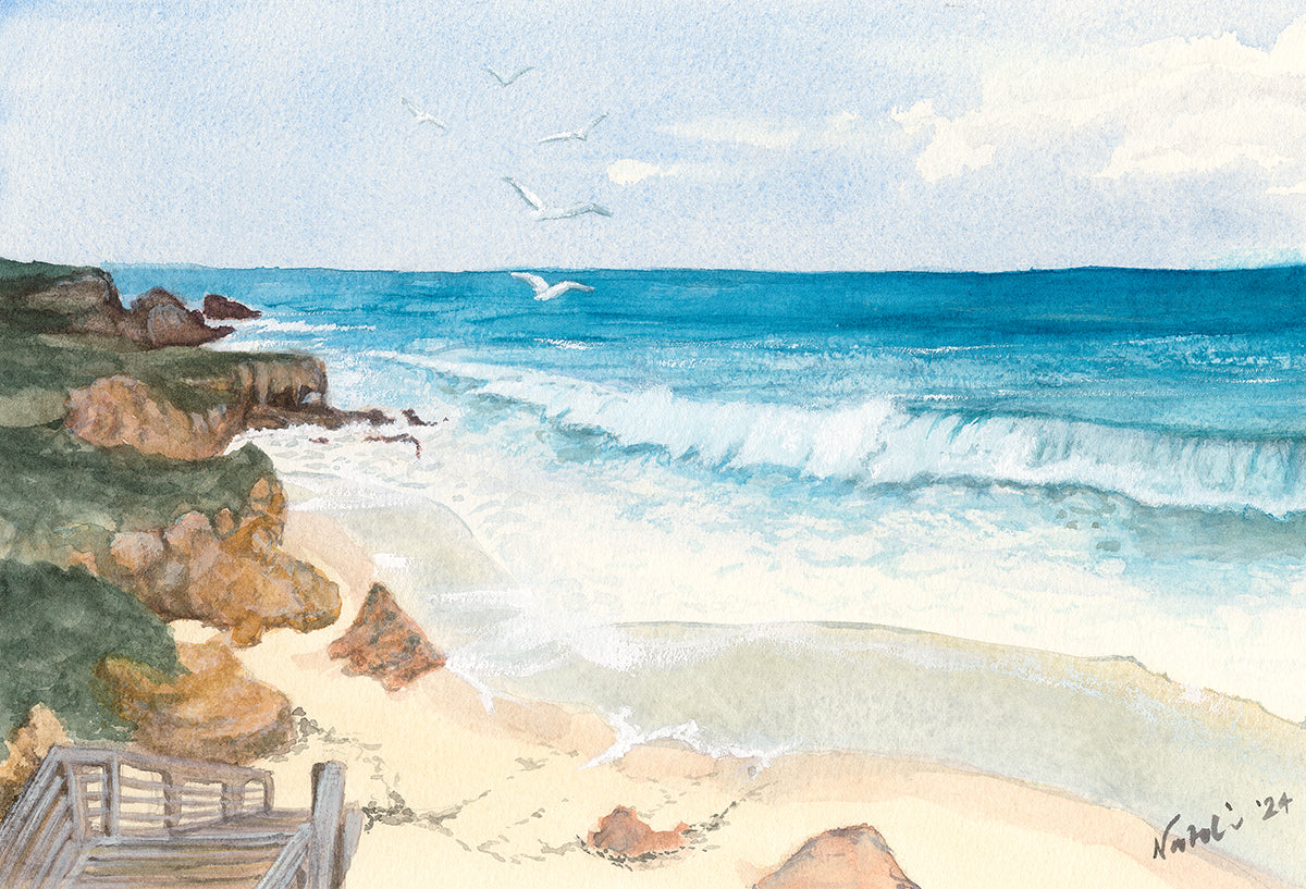 'Steps to Burns Beach' original watercolour