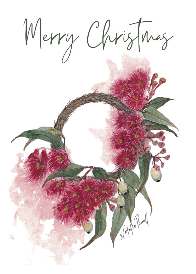 'Red Flowering Gum Wreath' greeting card